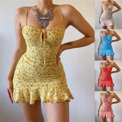 Summer Women's Sexy One-piece Dress Clothing Floral Dress Strap Chest