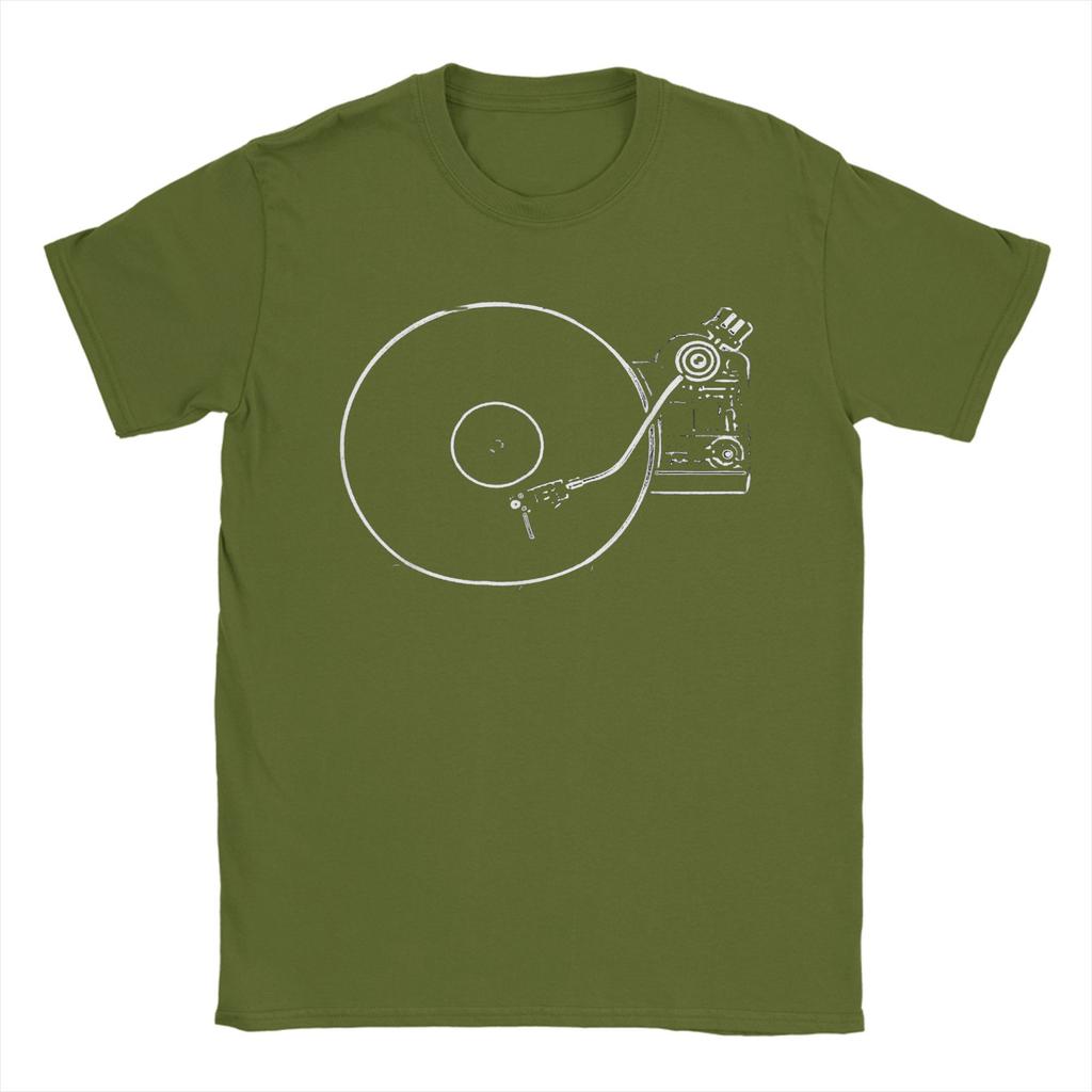 Vinyl Plattenspieler Skizzenzeichnung Sommer T-Shirts für Paare Neuheit Freizeit T-Shirt Kurzarm Vintage Top Tees