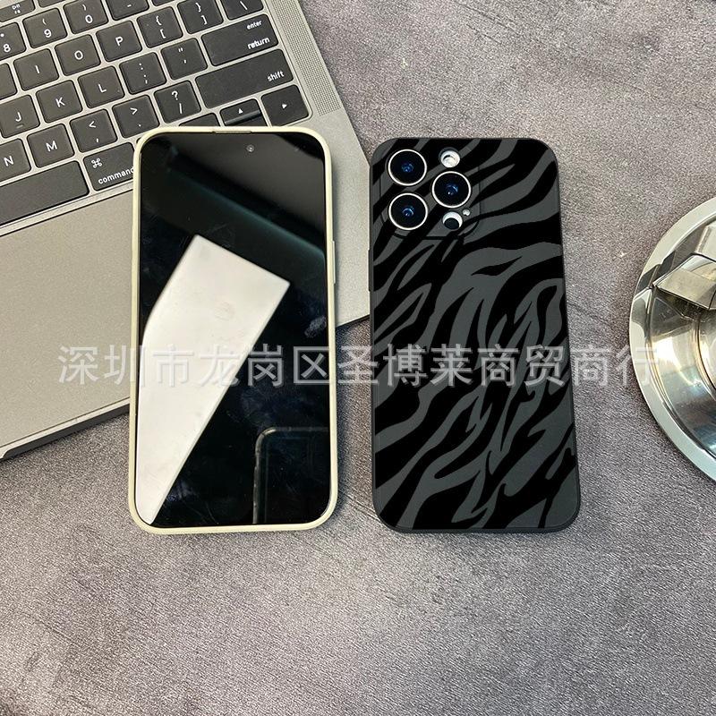 Black stripes for iPhone15 mobile phone case 14PROMAX all-inclusive 13 anti-drop 16/15 protective case 17