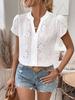 Wind New Women's Outward Bound Clothing Hollow Lace V-Neck Cardigan Short Sleeve Shirt for Women
