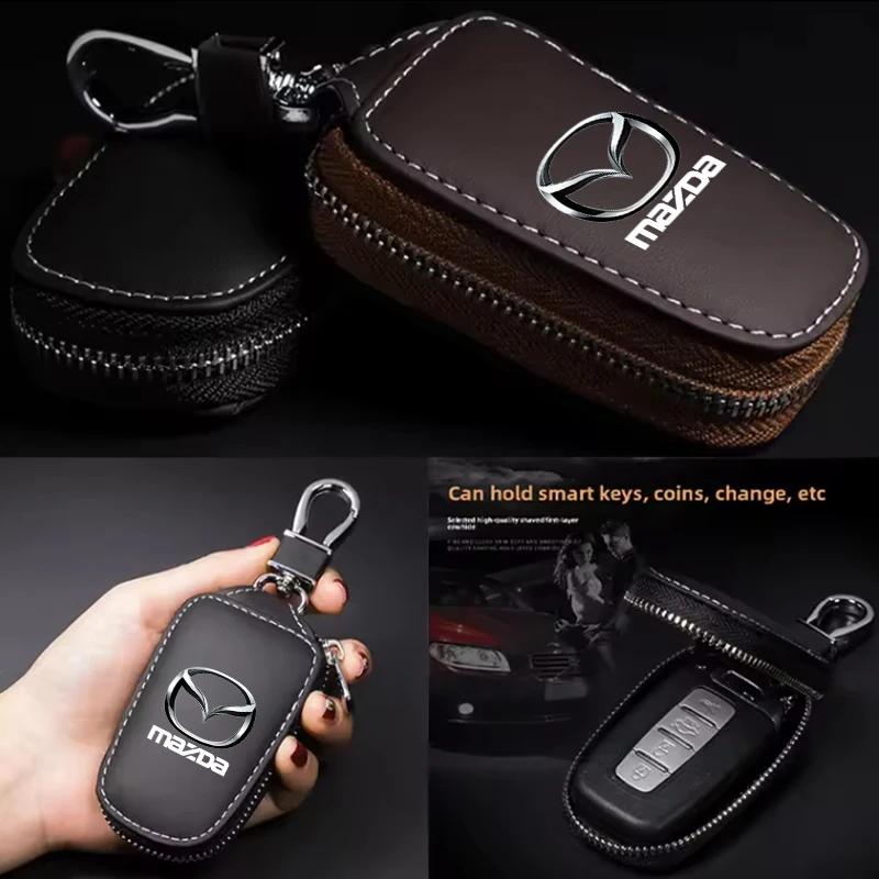 Kožené pouzdro na klíče od auta Držák na peněženku pro Mazda 3 6 CX5 CX30 Axela Atenza Skyactiv BT-50 Biante Autopříslušenství