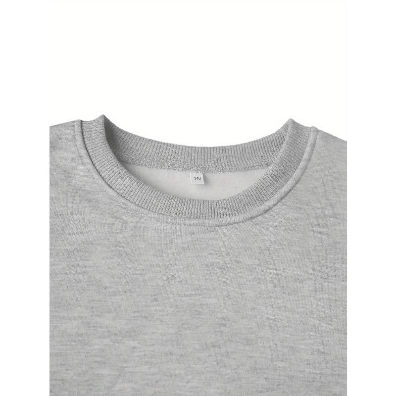 Girls' Spooky Halloween Sweatshirt - "It'S Right Behind Me Isn't It?" Ghost & Bat Print, Long Sleeve Round Neck Top with Pockets