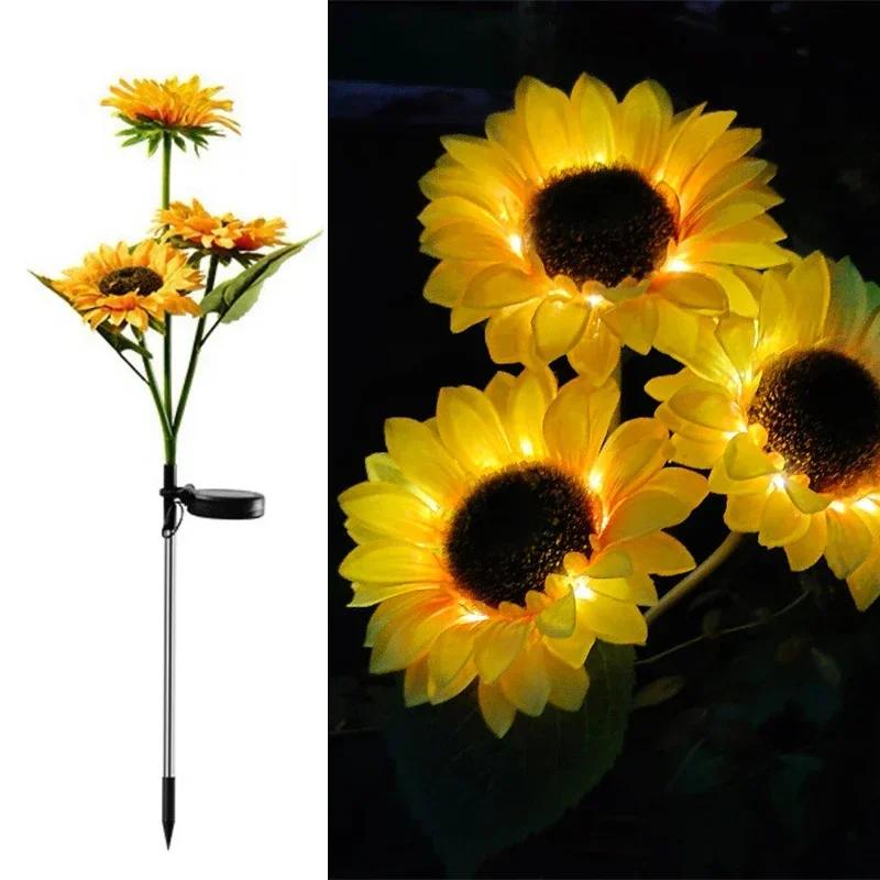 Solar LED Fairy Lights Outdoor Simulated Sunflower Lawn Lamp Garden Ground Light Wedding Valentine's Day Ramadan Decoration
