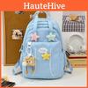 Nylon School Backpack For Kids With Solid Color And Letter Print Design For School Use