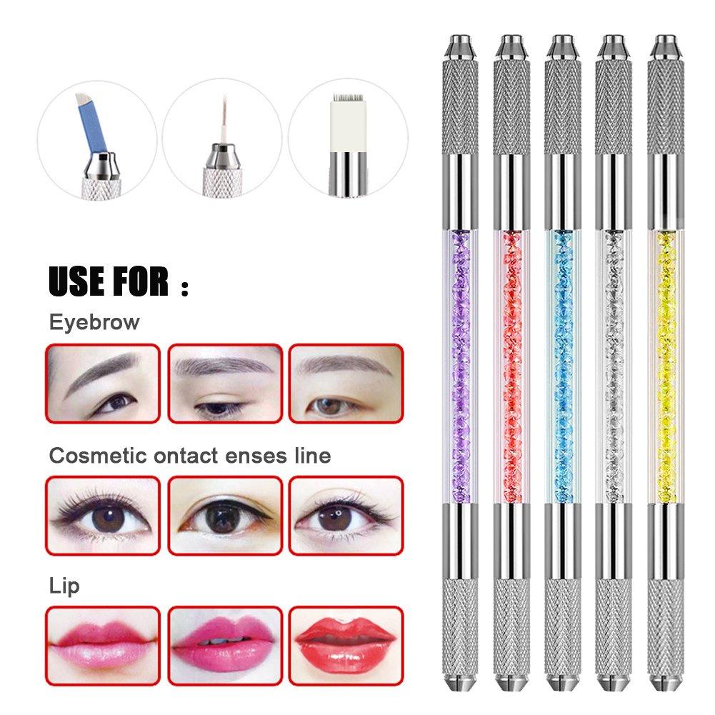 Microblading Pen 10 Pcs Professional Dual-head Manual Tattoo Fog Eyebrow Micro blading Pen Needle Tip Holder Tool For Permanent Makeup Supplies