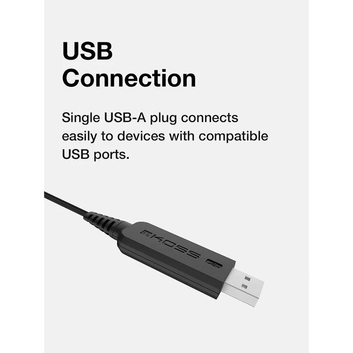 Casque d'Écoute Filaire USB avec Microphone Anti-bruit, Bureau Vidéoconférence KOSS CS95 USB Beige 21567