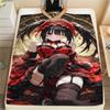 1PC Kurumi Print Flannel Blanket, High quality All Seasons, Home Decor, Warmth and Comfort, Perfect for Christmas Gifts