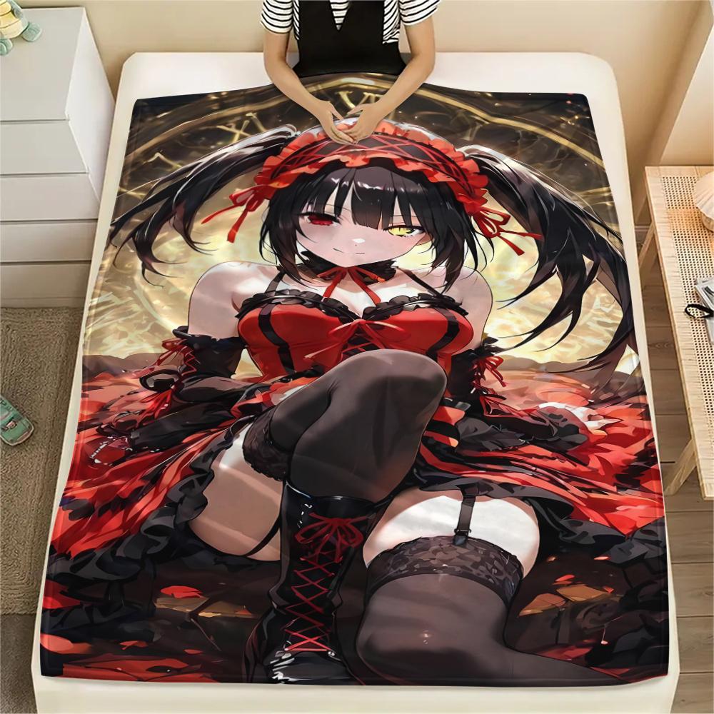 1PC Kurumi Print Flannel Blanket, High quality All Seasons, Home Decor, Warmth and Comfort, Perfect for Christmas Gifts