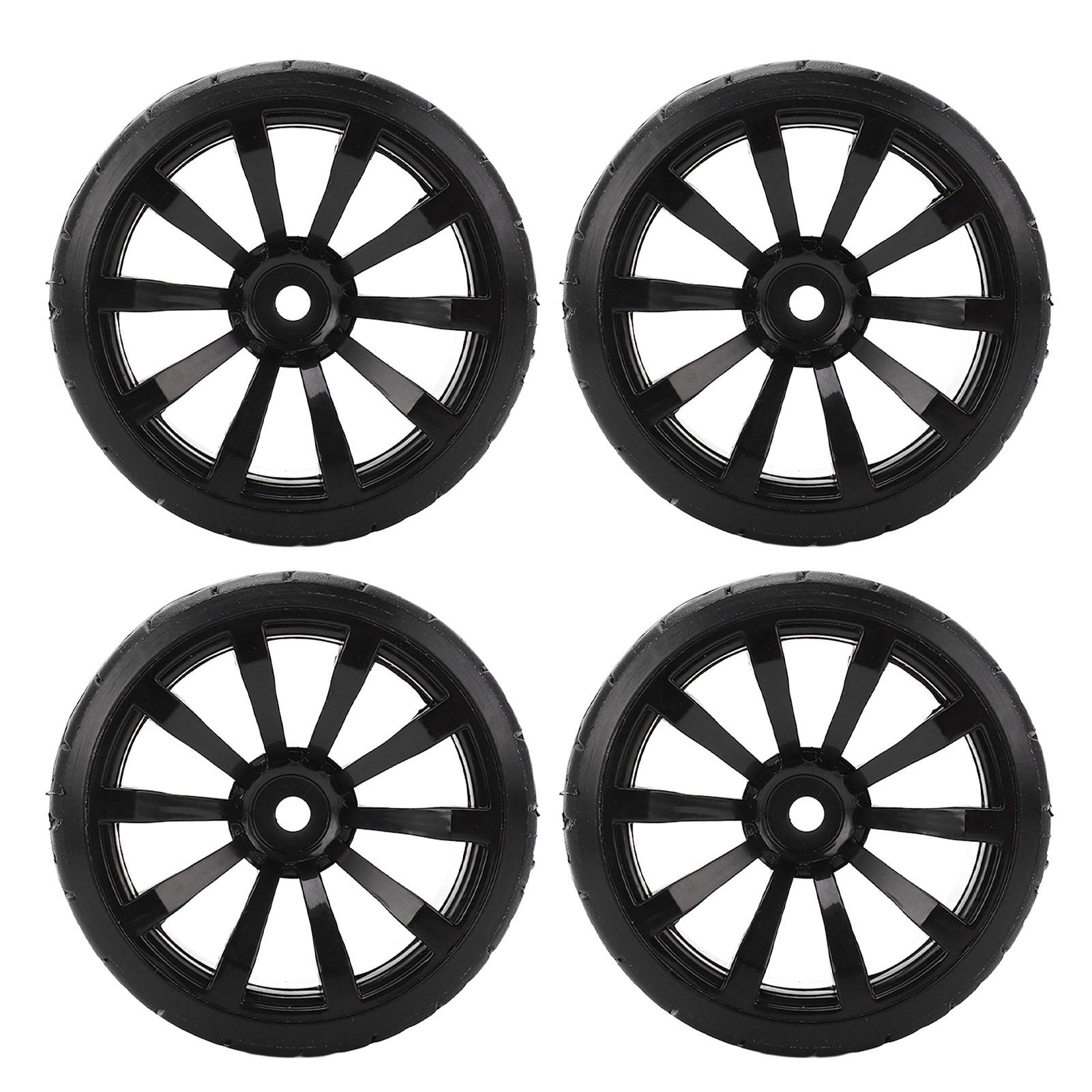 

4PCS 1/10 Drift Car Tires Hard Tyre for Tamiya TT02 On Road Drifting Car RC Rubber Tires and Wheels Set Black