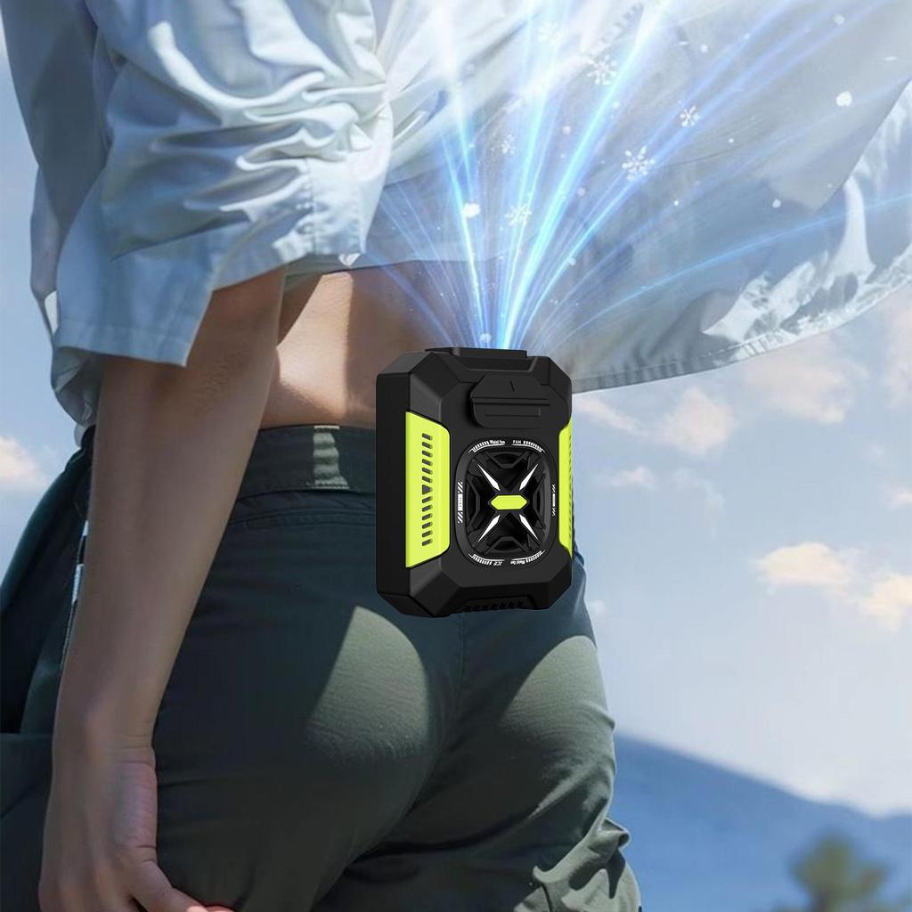 3 Speed Settings 5000mAh Wearable Cooling Device Portable Waist Fan with LED Light for Emergency Outside Hiking Home Camping