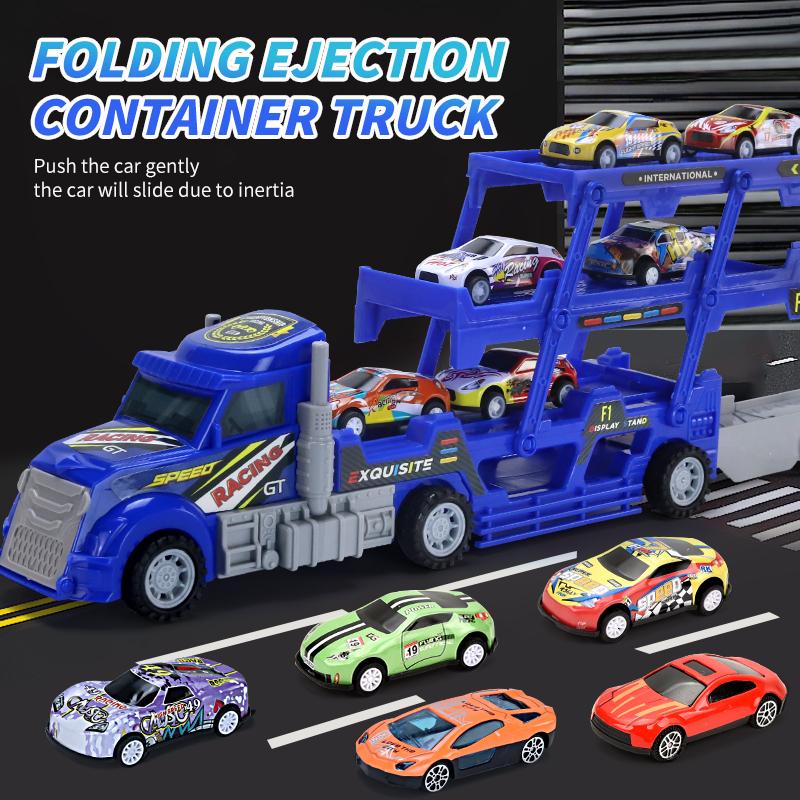 Alloy Toy Container Truck, Educational Toy Boy Toy, Foldable Launchable Truck, Children'S Holiday Gift, Container Truck