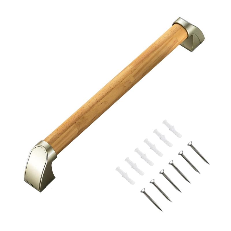 

Anti Slip Shower Grab Bar Handle Chrome Solid Wooden Bathroom Grab Bar Bathroom Balance Handle Safety Hand Rail Support 1