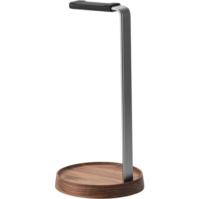 Universal Wooden Headphones Stand Black Walnut+Aluminum Alloy Gaming Headset Holder Hanger Desktop Display Shelf Space Saving