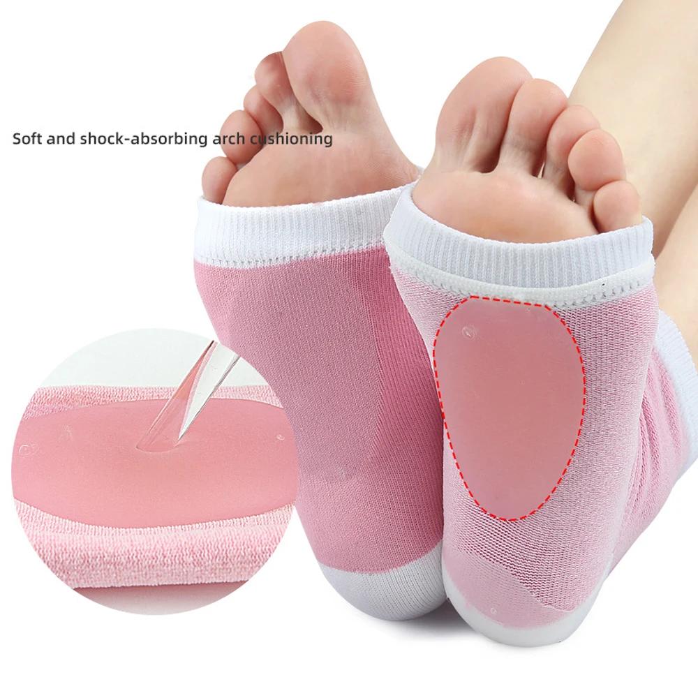 1Pair Arch Support Sleeve Cushioned Gel Pad For Flat Foot Pain Relief Plantar Fasciitis Heel Spurs Reusable Fabric Socks