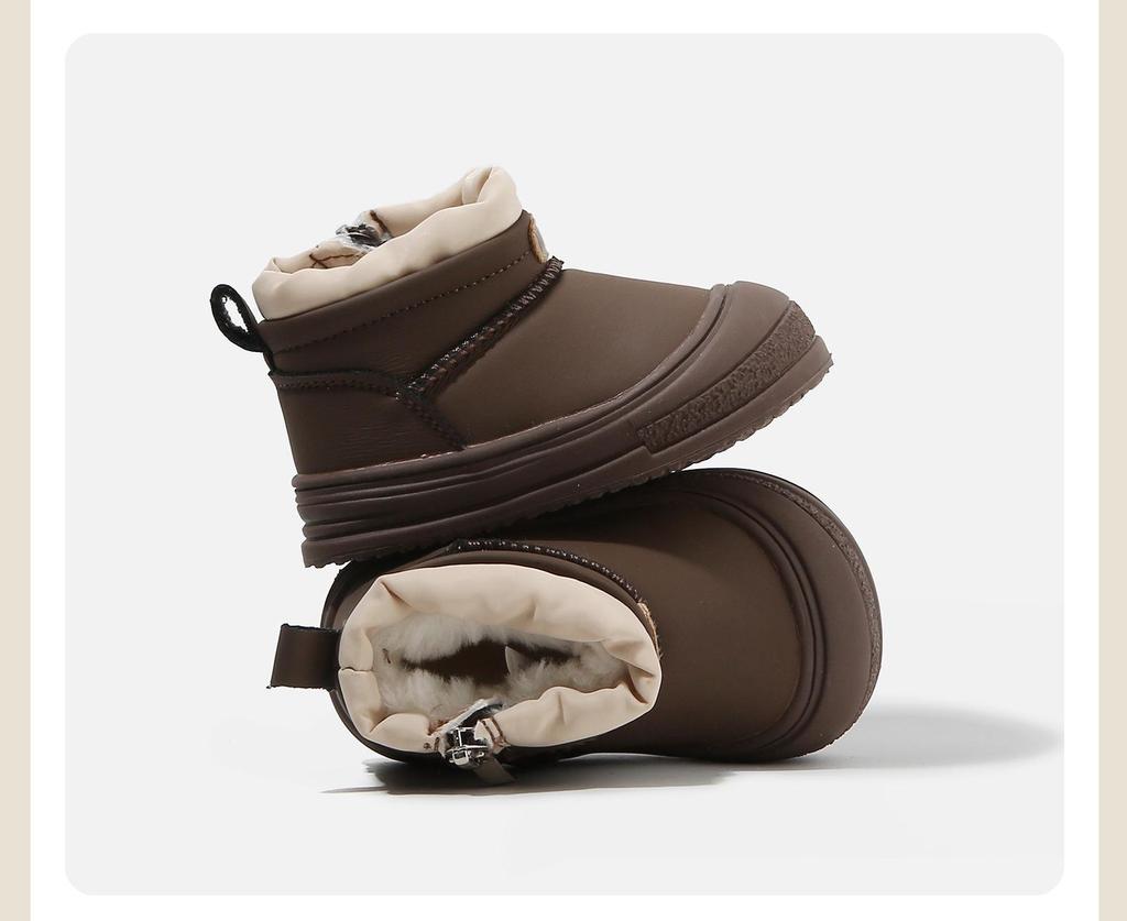2025 Winter Kids' Versatile Plus Velvet Soft Sole Non-Slip Low-Top Cotton Snow Boots