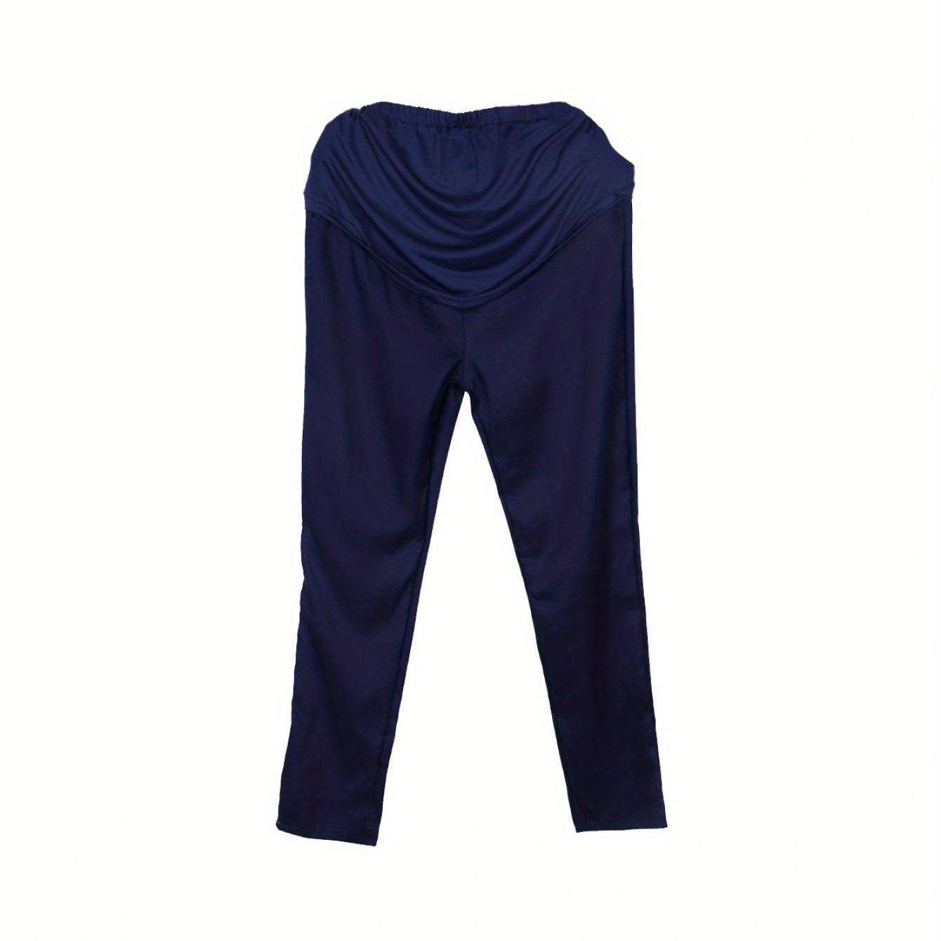 Solid Color Maternity Pants with Belly Support L