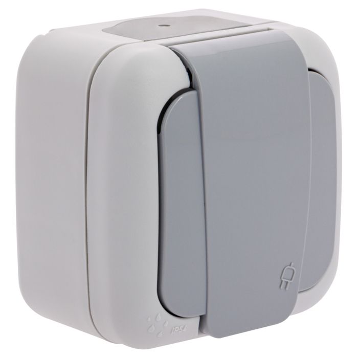 Prise 2P+T étanche grise