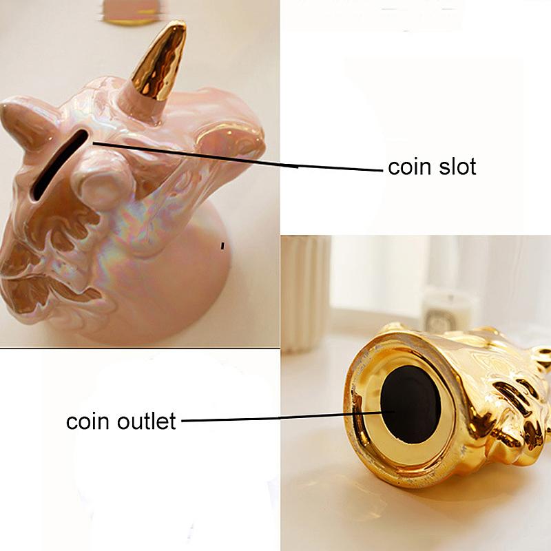 Dekorative Sparschwein-Statuen, Zimmer-Ornamente für Mädchen, Skulpturen, Heimdekoration, moderne Wohnzimmer-Dekoration, Tisch, rosa Einhorn