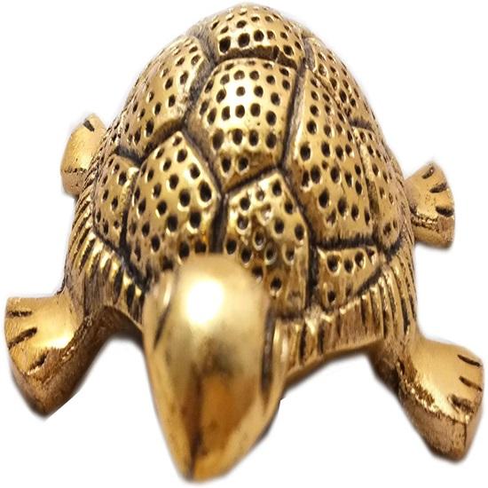 Brass, Glass Feng Shui Tortoise On Plate Showpiece 13.97 Cm
