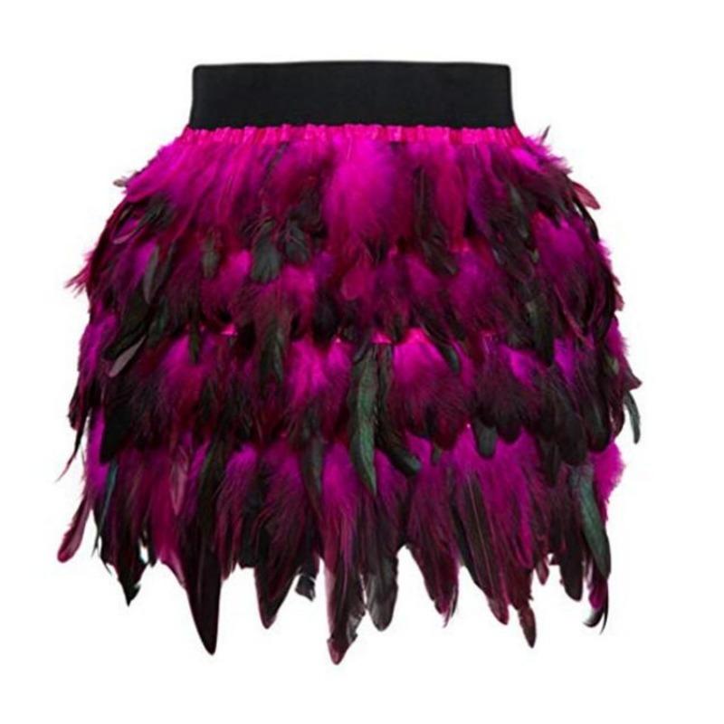 Luxurious Peacock Feather Skirt Stage Outfit Irregular Half Skirt
