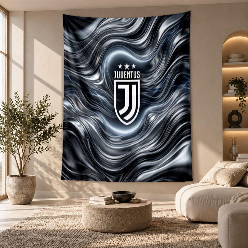 Arazzo Decorativo, Arte da Parete Stampato Juventus FC, Appeso da Parete Leggero per Sfondo Camera da Letto
