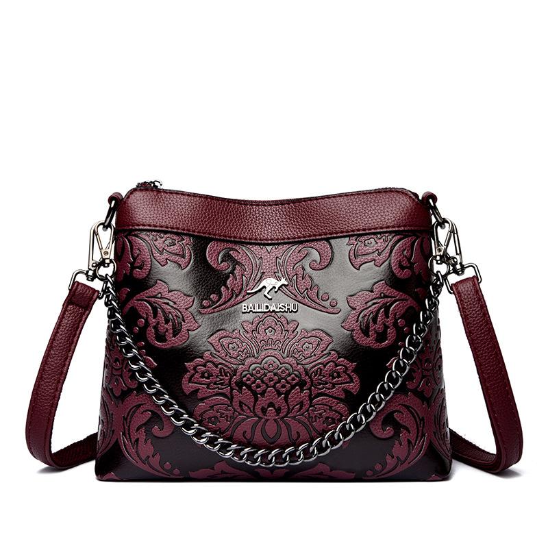 Chinese Wind Pressure Variable Printing New Shoulder Messenger Bag Small Bag Women's Fashion Versatile Middle-aged Mother Bag Tide