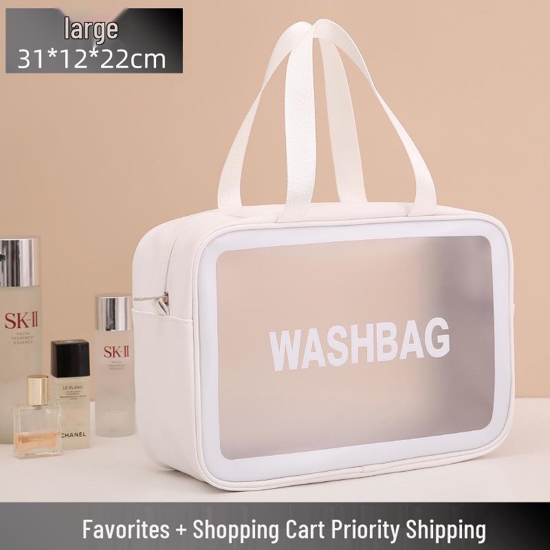 Large Capacity Frosted Transparent PVC Travel Wash Bag - Waterproof Makeup Bag