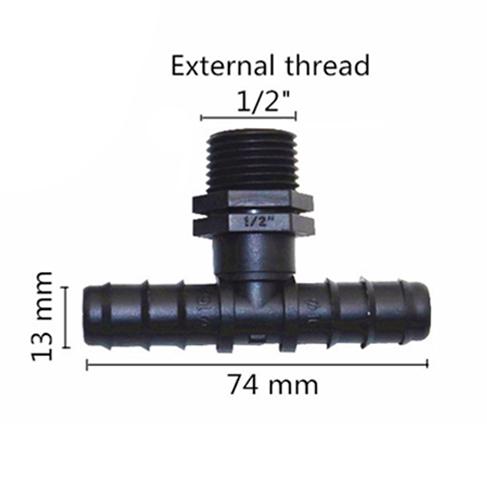 Hose Barbed Tee Connectors with Threaded Agriculture Irrigation Connections To DN16 DN20 Garden Hose Splitter 5 Pcs