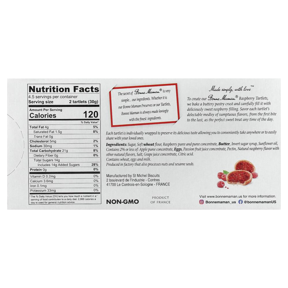 Bonne Maman Hallontarteletter, 9 st, 15g (0,53 oz) Varje