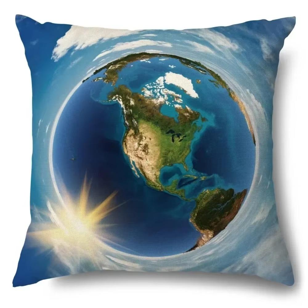 Luxury Home Decor Pillow Cover Living Room Sofa Cushion Cover Blue Planet Astronaut Pattern Cushion Cover
