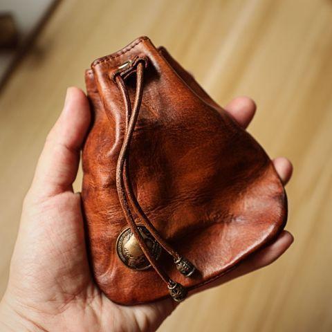 Black Brown PU Leather Unisex Mini Coin Purse, Portable Key Pouch Slim Pocket Change Storage Wallet