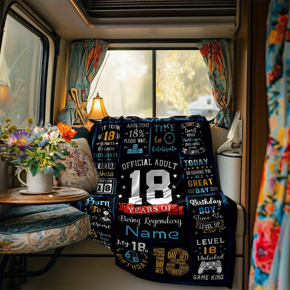 Personalized Birthday Blanket Official Adult 18 Years Of Being Legendary Soft Comfortable Stylish Blanket Car Blanket Perfect For Travel Camping