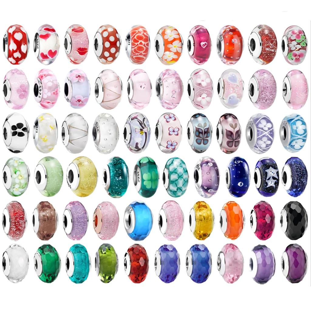 Copper Murano Glass Charms Fit Original Bracelets Round Murano Glass Charms Beads Diy Women Jewelry Gifts For Women