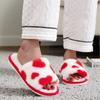 Fashion Women's Autumn Colorful Low Platform Plush Slippers Love Print Fluffy Cotton Shoes Casual Home Woman Man zapatos de mujer