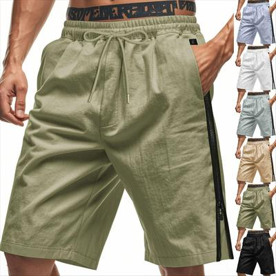 Summer Men's Shorts, Side Zipper, Thin Beach Pants, Casual Five-point Shorts, Men