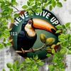 Vintage Round Metal Wall Art Sign with Bird Motivational Quote Home Decor