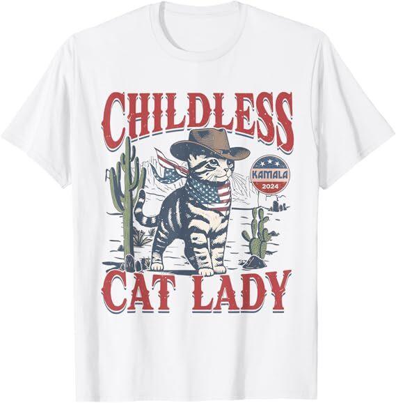 

Cowboy Cat Childless Cat Lady For Kamala Election Voting T-Shirt 4XL