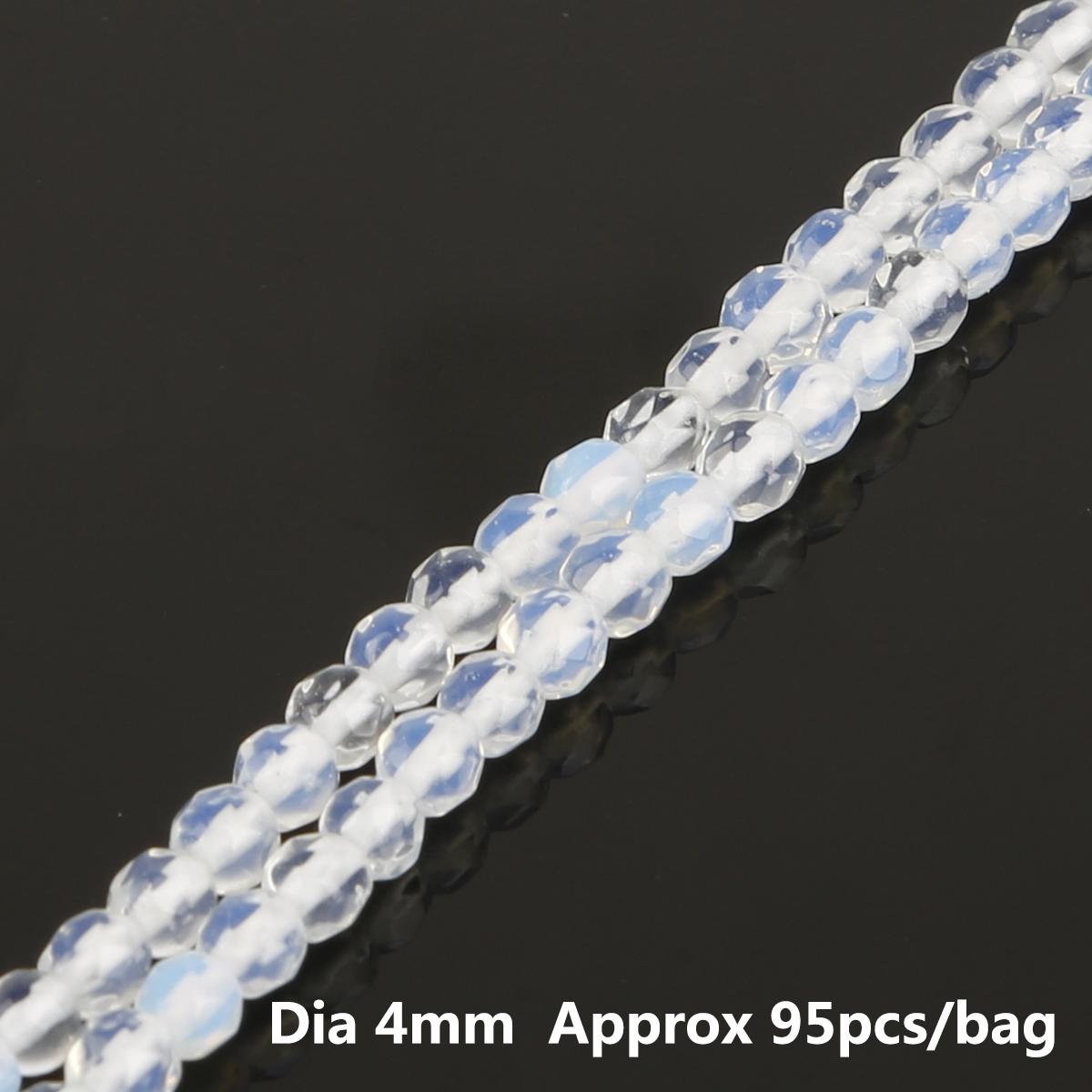 Натуральный яичный белый камень, круглые хрустальные свободные бусины для изготовления ювелирных изделий своими руками 4mm 95pcs