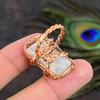 Tęczowy Kamień Księżycowy Ręcznie Robiony Miedziany Oplot Biżuteria Pierścionek Rozmiar 8.5 K6L61