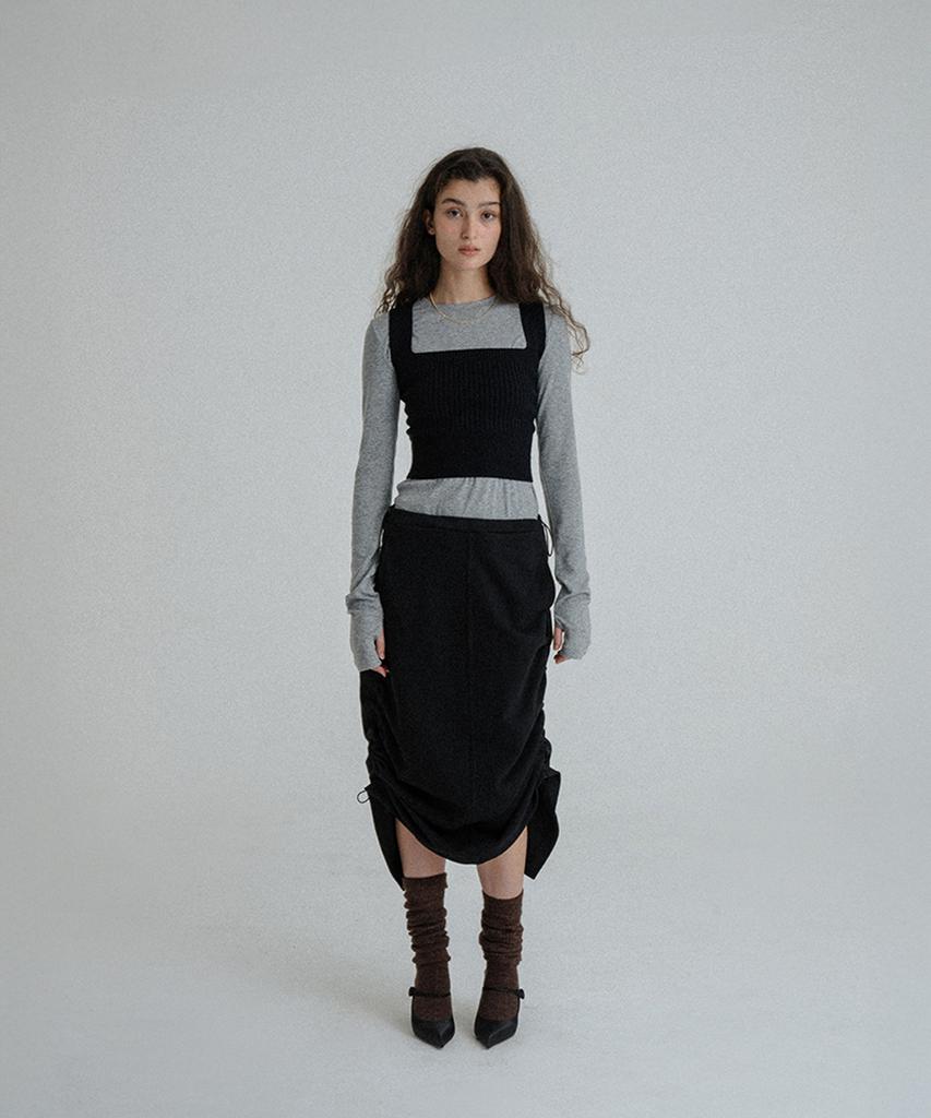 Sunday Fruits Market String Sweat Skirt Black