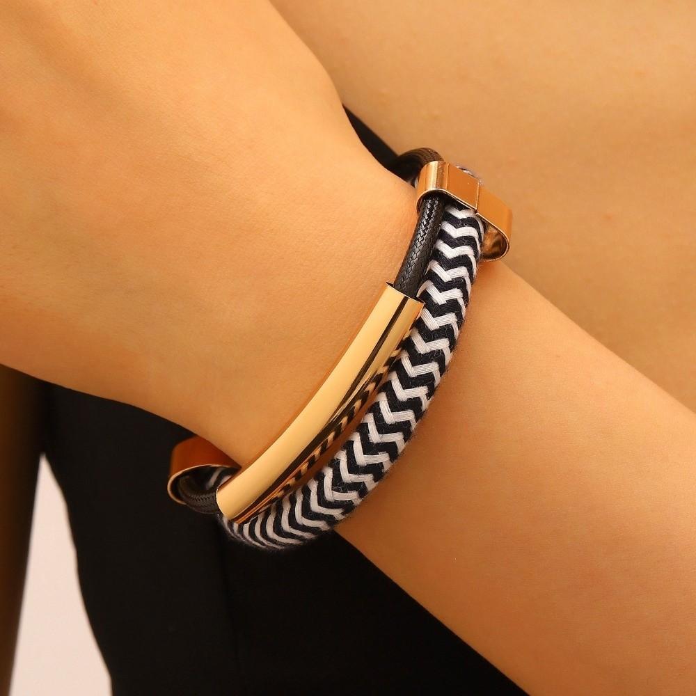 Double Line Metal Tube Jewelry Set Black and White Fashion Jewelry Daily Wear