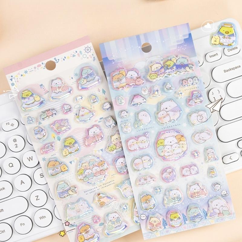 Cute Sumikko Gurashi 3D Stickers 2-Pcs - Puffy Scrapbooking Decor for DIY Journal School Stationery & Gifts