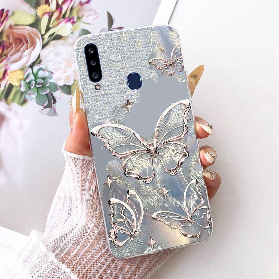 Clear Cover For Samsung A20s Case SM-A207F Cute Fashion Butterfly Funny Painted Casing For Samsung Galaxy A20s SM-A207M SM-A2070