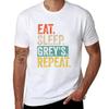 Eat sleep grey's repeat retro vintage T-Shirt korean fashion anime mens cotton t shirts