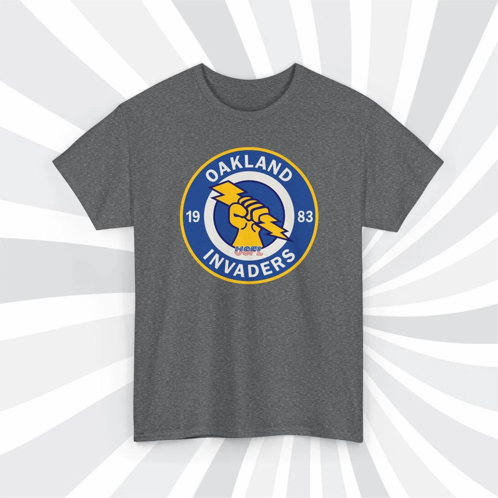Oakland Invaders 1983 USFL Vintage Football Logo T shirt - Raiders