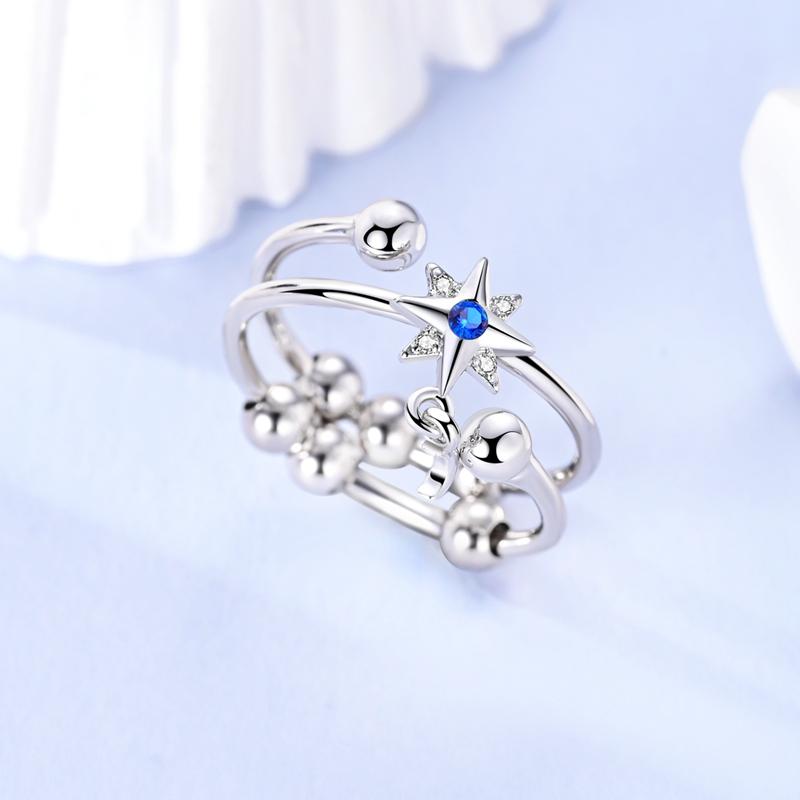 Free Size Ring For Women S925 Silver Original Blue Eyes Dragon Bee Shell Cherry Adjustable Rings Clover Chain Open Ring Jewelry