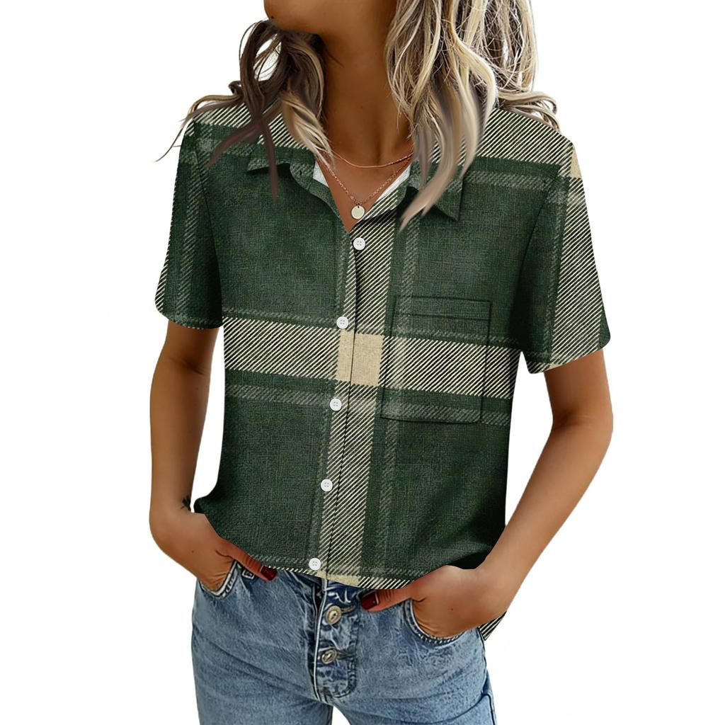 Women Blouses Short Sleeve Button Down Shirts Business Casual Dressy Work Tops Summer Spring Clothes