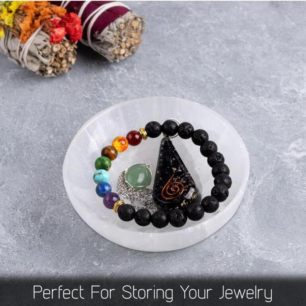 Selenite Crystal Bowl Decor Ornament Birthday Gift Decorative Jewelry Organizer for