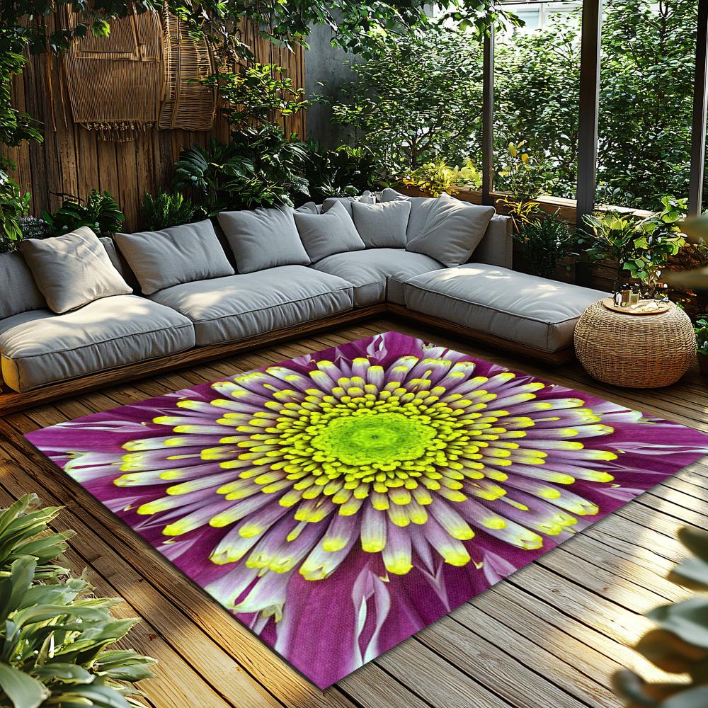 Tuniu Floral Daisy Pattern Rug Non-Slip Home Floor Carpet Mat for Living Room Bedroom