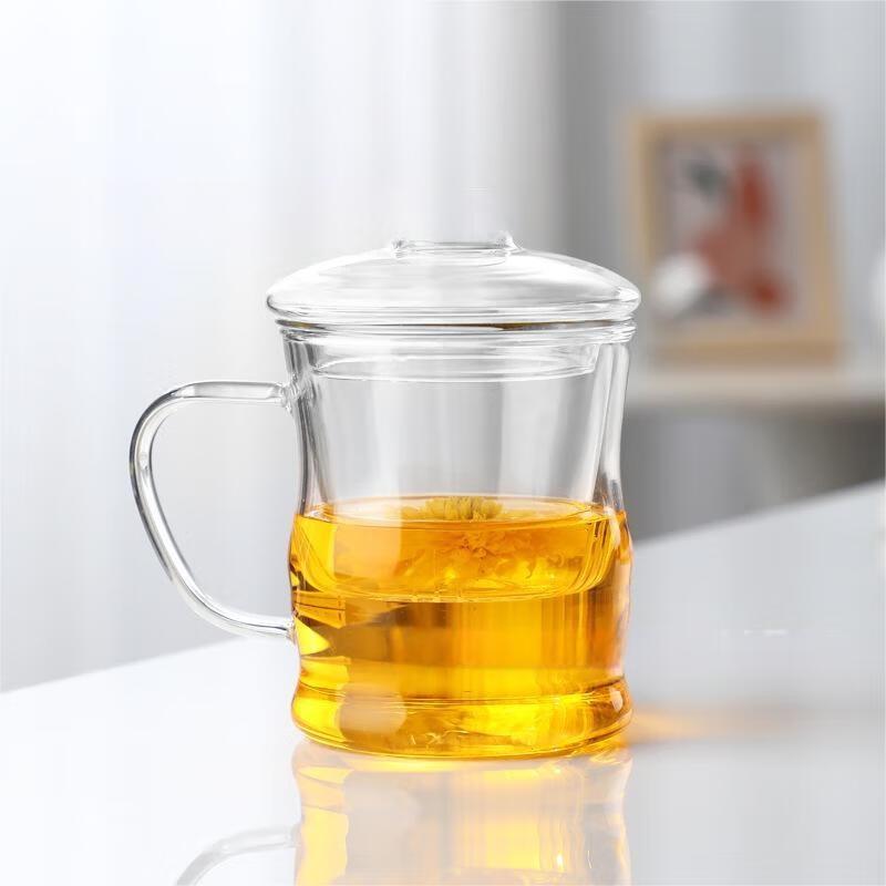 Qi Tai High Borosilicate Glass Three-Piece Tea Cup with Filter, Bamboo Knot Design